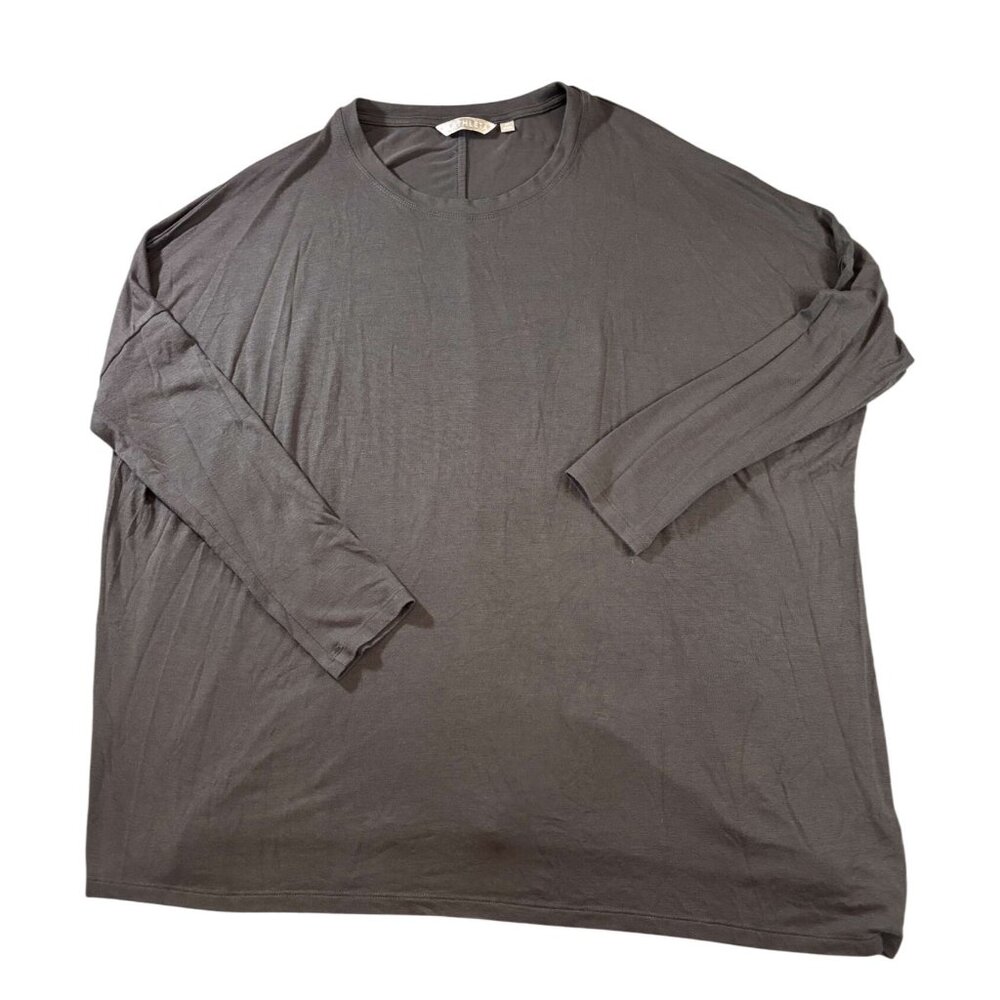 Athleta Womens Long Sleeve Breathable Loose Fit Asymmetrical Top Brown Size Med